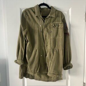 Free People Olive Green Button Down Shirt